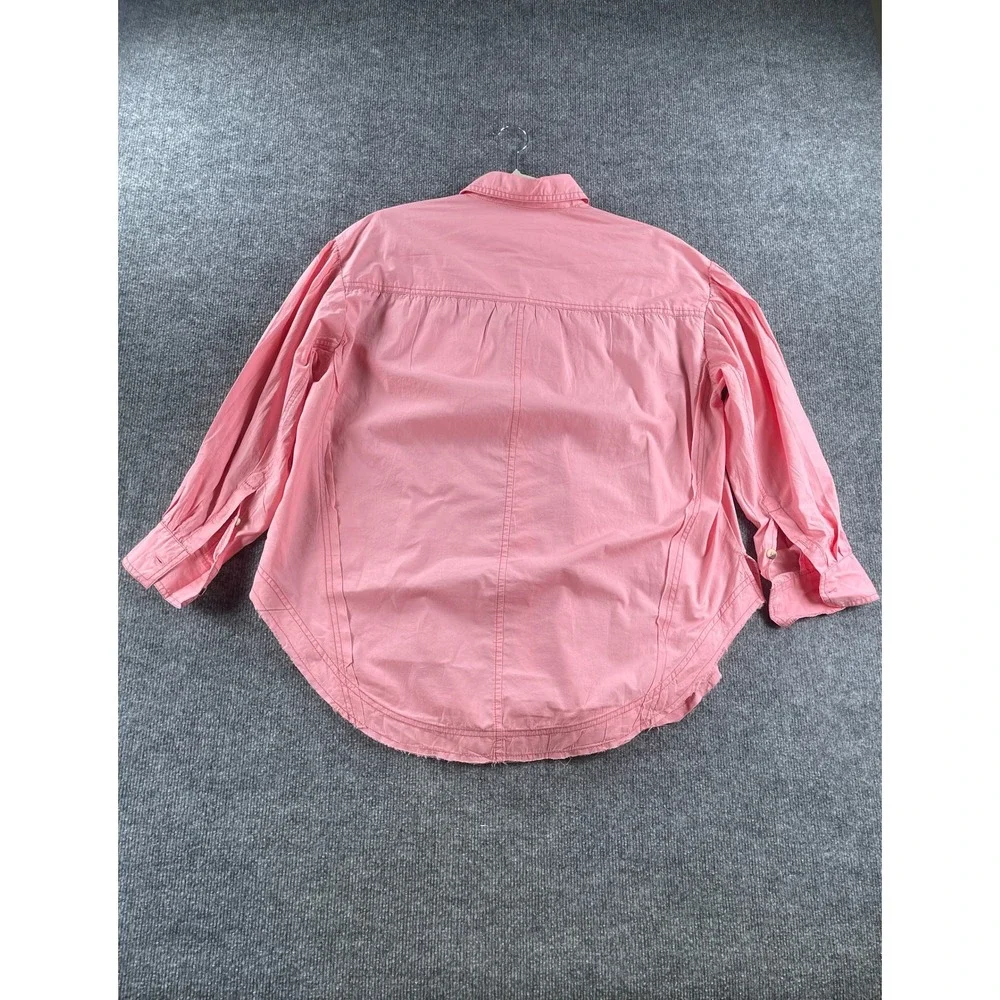 Free People We The Free Strawberry Cream Pink Oversized Button Down Shirt XS NEW